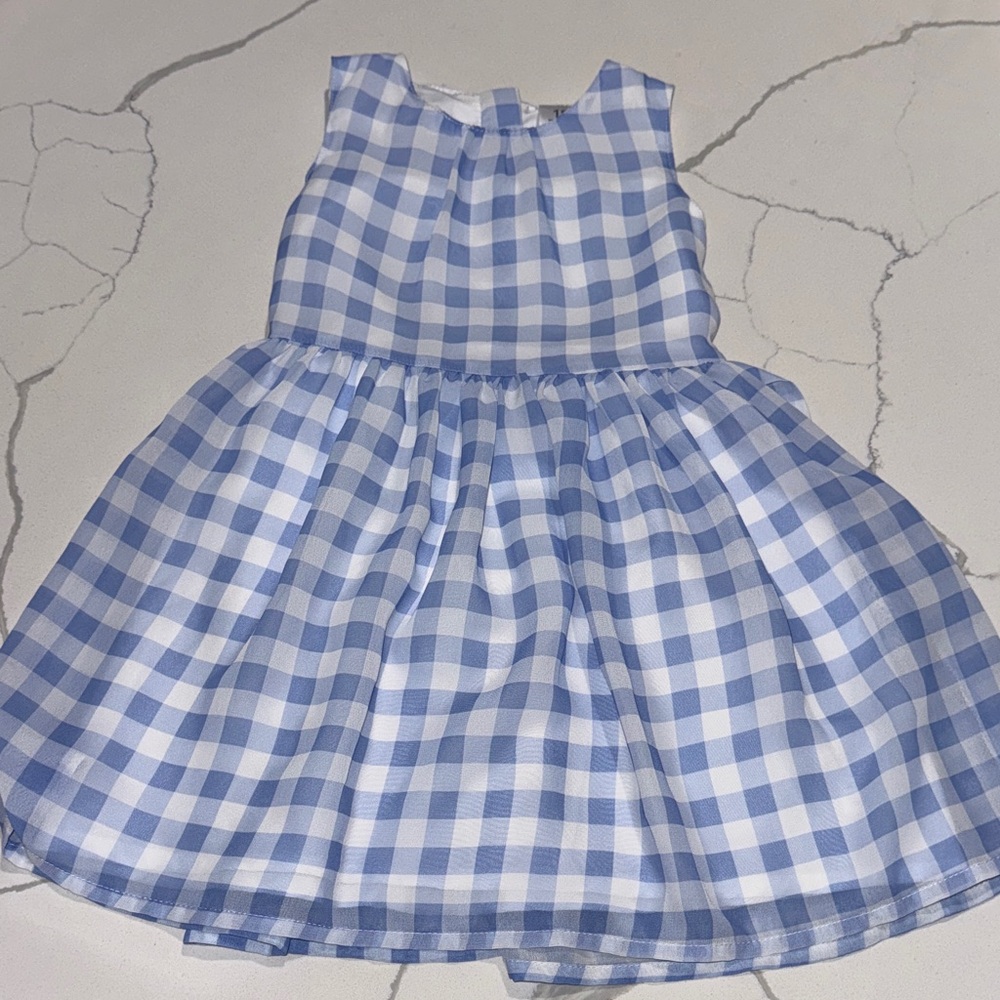 Carters Toddler Girls Blue White Gingham Dress 18M